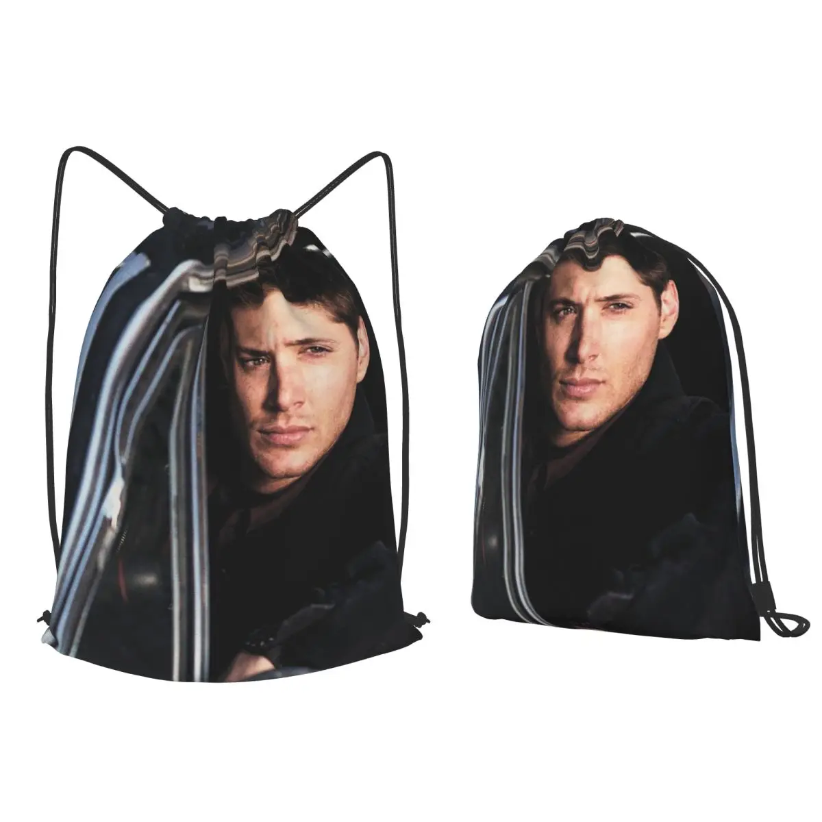 Jensen Ackles Backpacks Portable Drawstring Bundle Pocket Sports Bag Book Bags for Travel Students