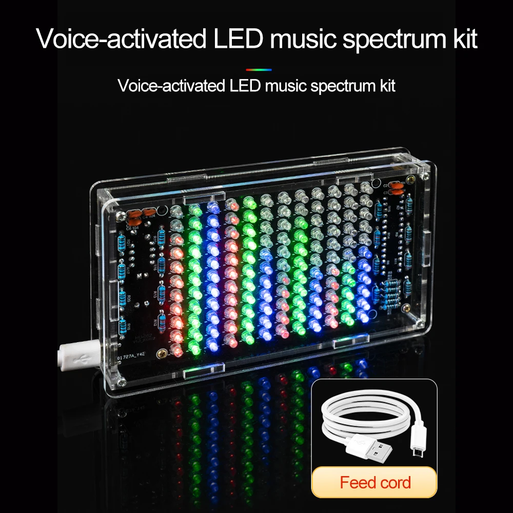 HU-052 LED Music Spectrum Display Colorful Screen Loudspeaker DIY Kit for Practicing Assembling Electronic Products