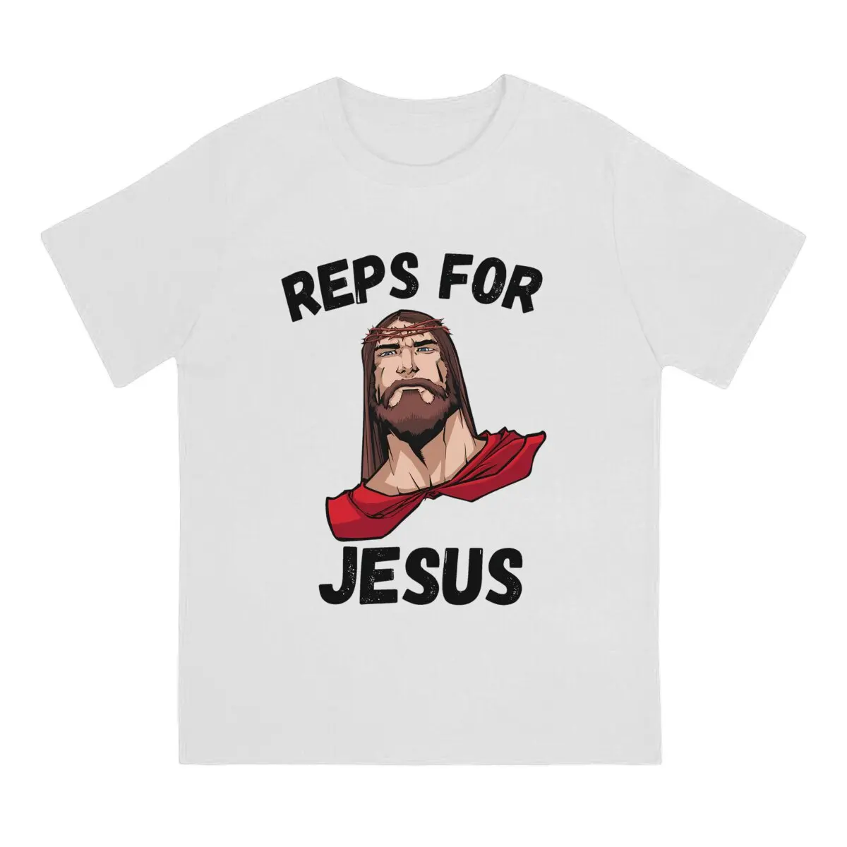 Get Fit With Fitness T-Shirts for Men Jesus CrossFit Funny Vintage 100% Cotton Tees Round Neck Short Sleeve T Shirts New Arrival