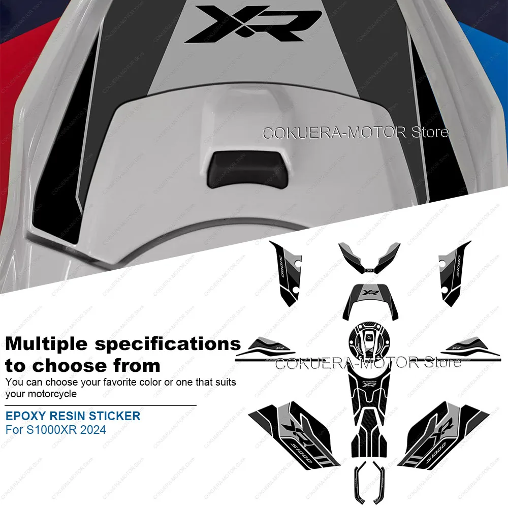 

For s1000xr S1000XR 2024 Motorcycle Fuel Tank Pad Knee Decal Protection Sticker 3D Gel Resin Sticker Decals Kit Black