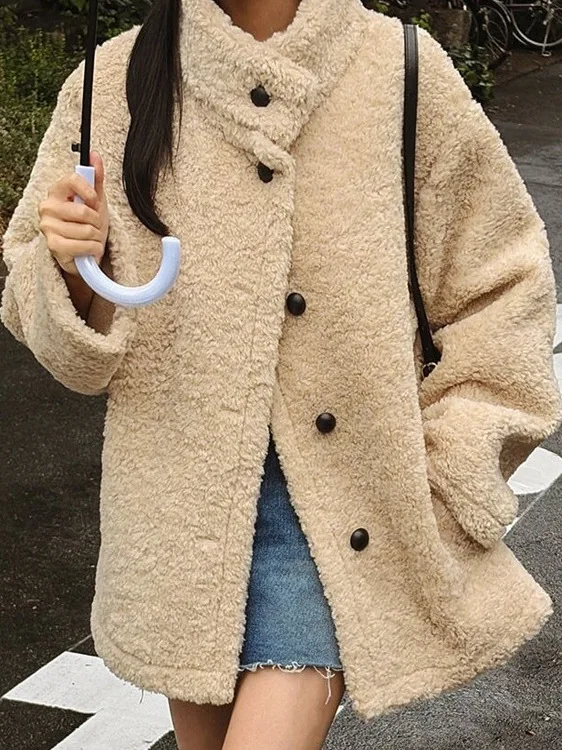 

Модное шикарное женское меховое пальто средней длины с эффектом завитых волос, утепленное, для зимы, для повседневной носки