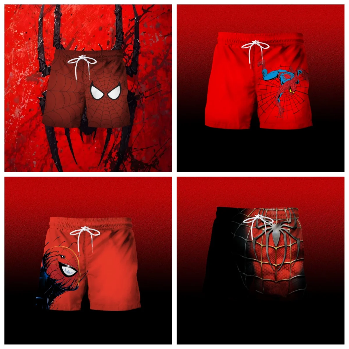

Fashionable Latest Men's and Women's Spider Man 3D Printed Shorts Casual Sports Breathable Quick Drying Daily Street Shorts