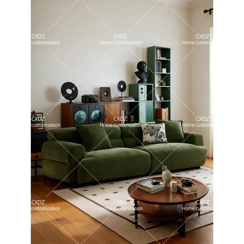 Removable Washable French Retro Chenille Sofa Dark Green Fabric Living Room Furniture