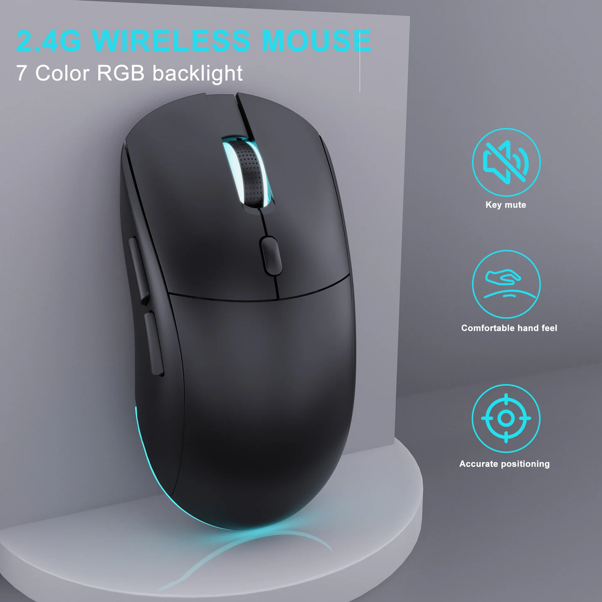 2.4g Raton inalambrico Gioco Wireless Cave Ricarica Mouse silenzioso Mouse luminoso colorato