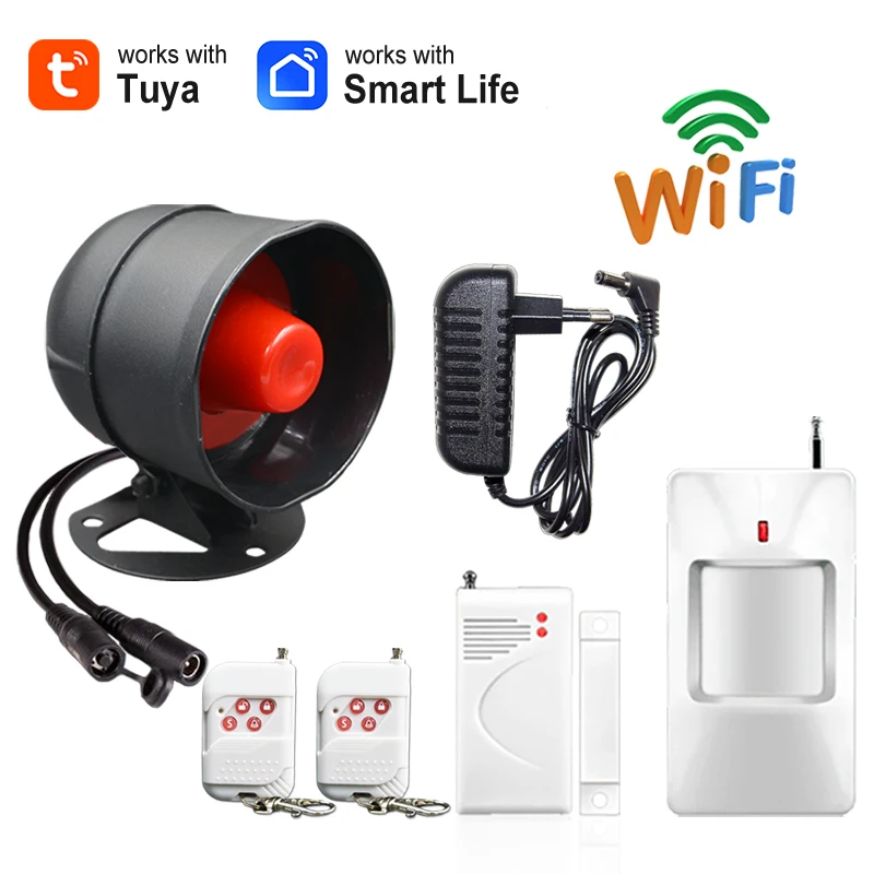

Tuya WiFi Security Alarm System Siren Sound Alarm Work With 433MHz Wireless Detectors Support Alexa Google Home Smart Life APP