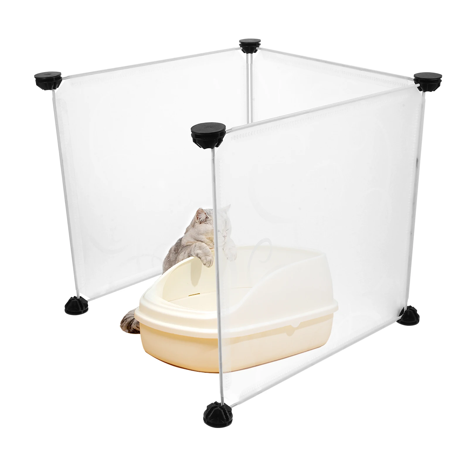 

3pcs Cat Litter Box Splash Guard Transparent Shield Privacy Enclosure Easy Clean Double Sided Pee Shields Large Size