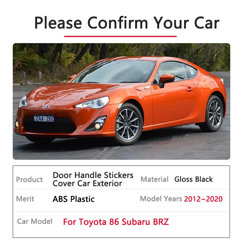 مقبض الباب الأسود اللامع لتويوتا 86 GT86 FT86 GR86 سوبارو BRZ 2012 ~ 2020 2013 2015 2019 ملصقات غطاء اكسسوارات السيارات الخارجية