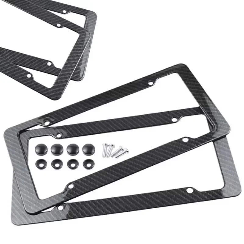 Universal 30X15CM License Plate Frame 1/2pcs Carbon Pattern Plastic Holder Cover With Mount Hardware,Screws