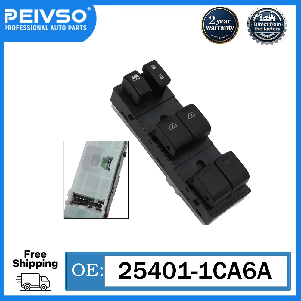 25401-1CA6A 14Pins+2Pins NEW Power Window Main Switch Double Power Window Switch For Nissan Infiniti FX35 FX37 FX50 QX70