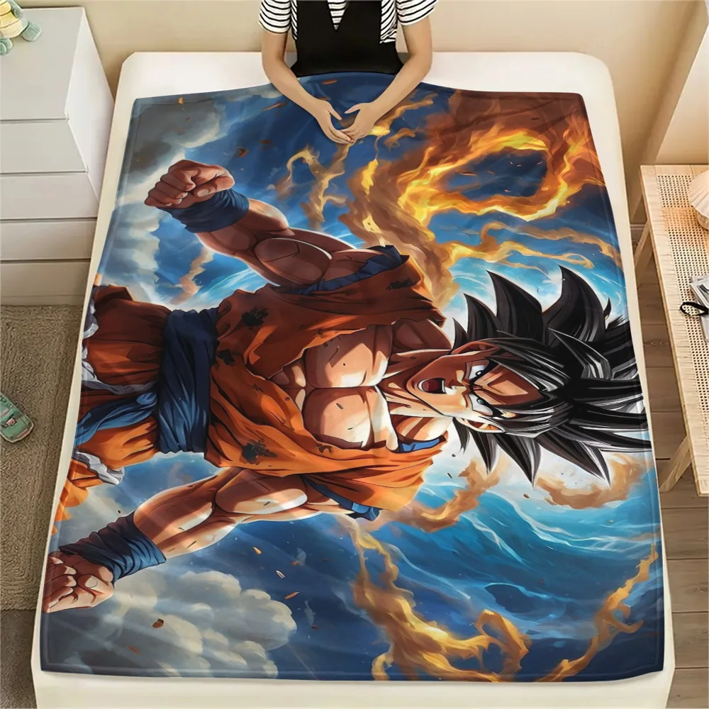 Goku Practical Household Printed Blanket, Flannel Blanket Ideal for Sofa, Bed, Bedroom, Chair & Outdoor Picnic.-TING