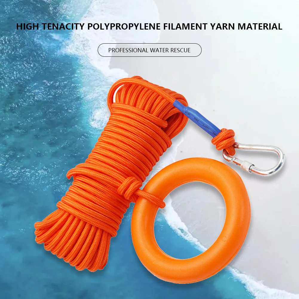 Water Floating Lifesaving Rope Strong Reflective Buoyant Throw Rope Professional with Bracelet/Hand Ring Safety Gear Accessories