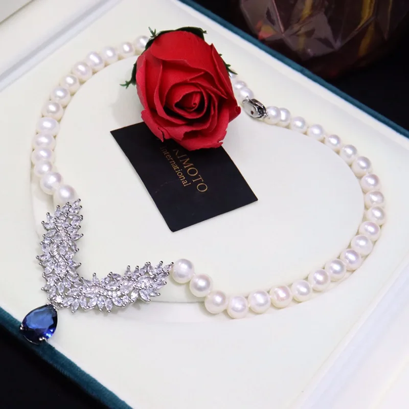 

fashion Natural 7-8mm freshwater pearl versatile collarbone chain necklace