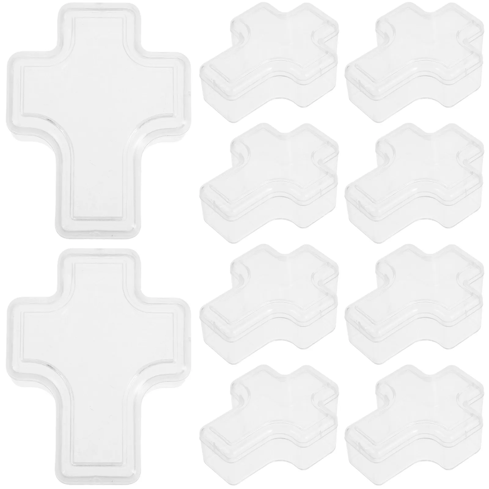 

Набор из 10 прозрачных пластиковых органайзеров для украшений в форме креста с высокопрозрачной крышкой для хранения ожерелий, колец и аксессуаров