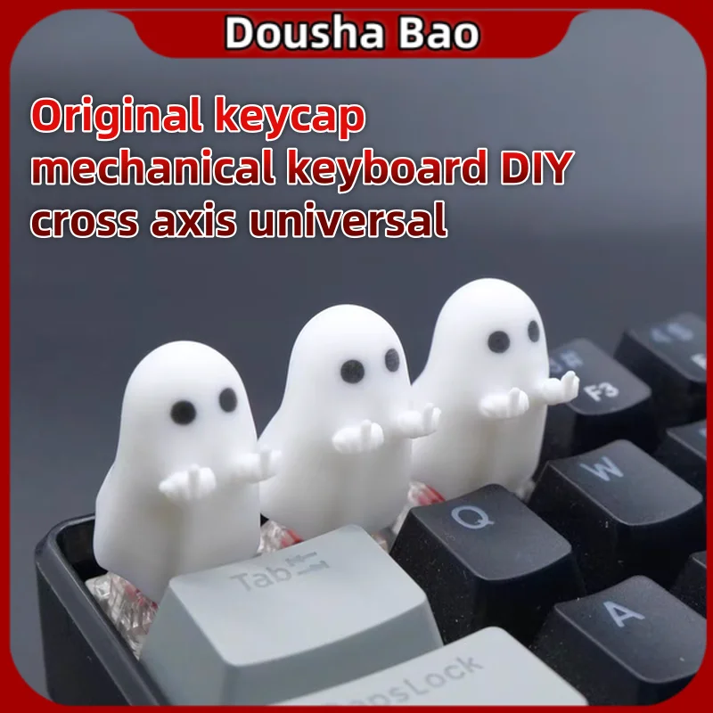 New Ghost Series Personalized Keycaps Original Keycaps Mechanical Keyboard Handmade Diy Cross Shaft Universal Ghost Greetings