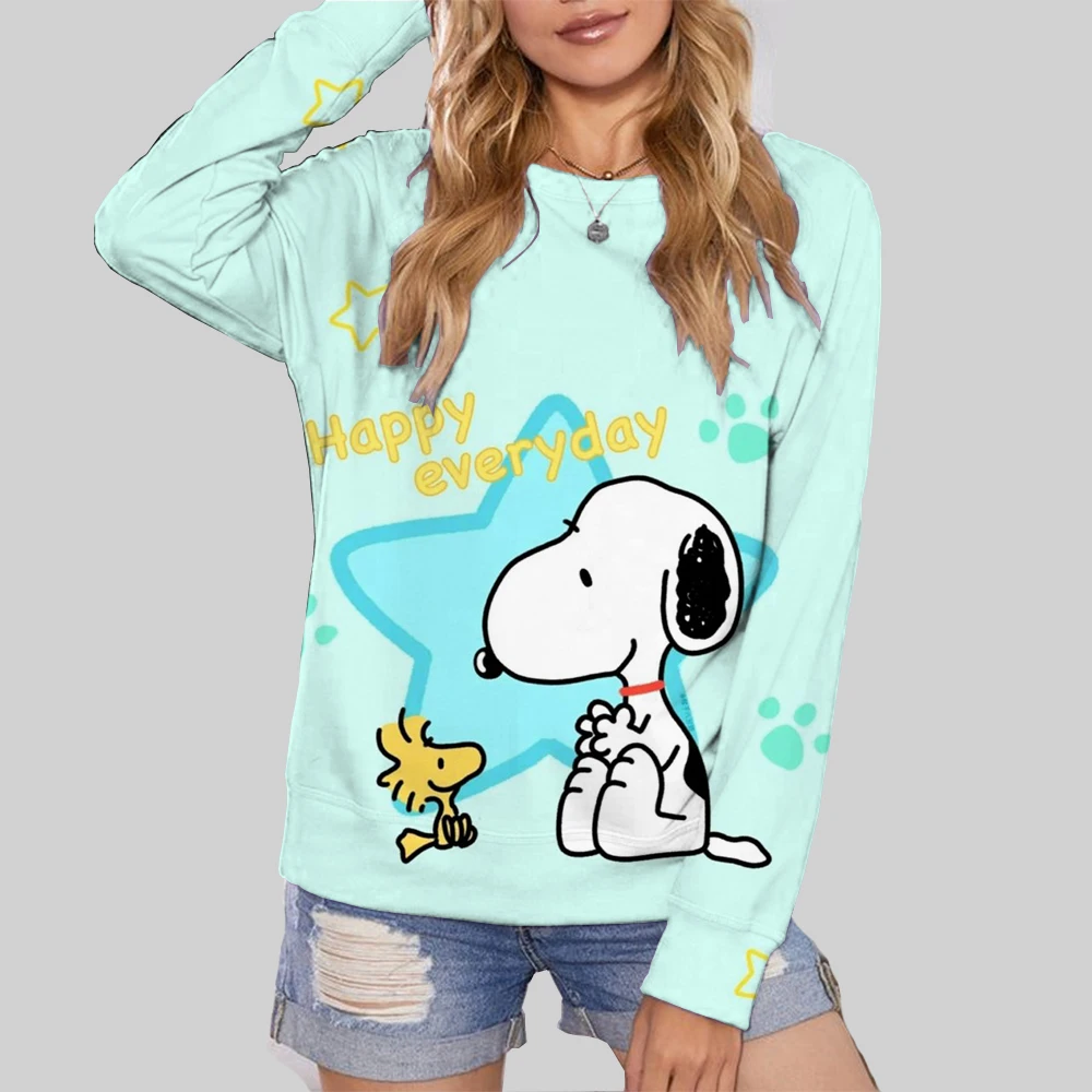 Snoopy Coffee Women\'s Hoodie Cartoon Print Harajuku Long Sleeve Cute Hoodie Casual Loose Sweatshirt Fashion Tops Clothing