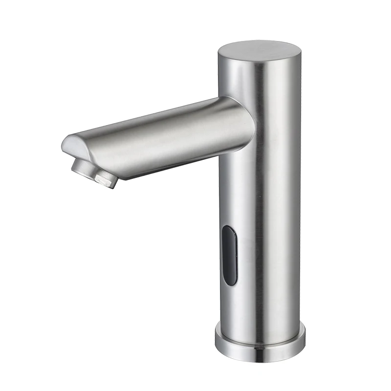 

Single Hole Bathroom Sensor Faucet Deck Mounted Lavatory Vanity Sink Faucet Contemporary Hot and Cold Mixer Tap Brushed