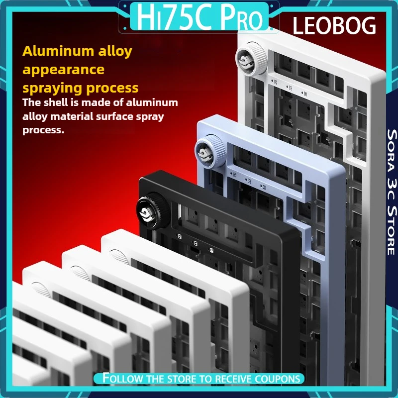 

LEOBOG Hi75C Pro Механическая клавиатура из алюминиевого сплава, 3 режима/проводная клавиатура, комплект прокладок, многофункциональная ручка, игровой аксессуар