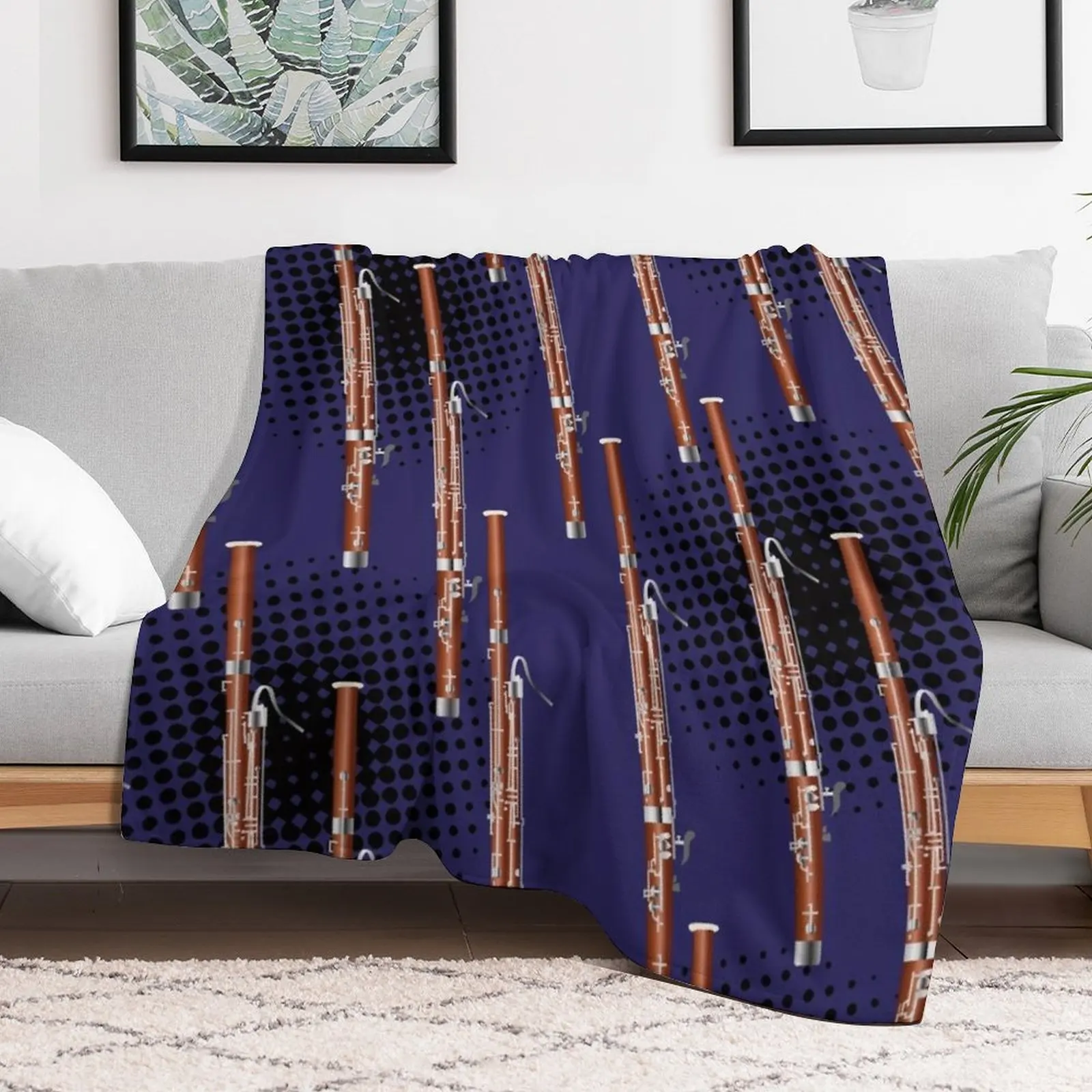 Bassoon on black / purple Throw Blanket Stylish Decor Blanket Gift for Friends Roommate