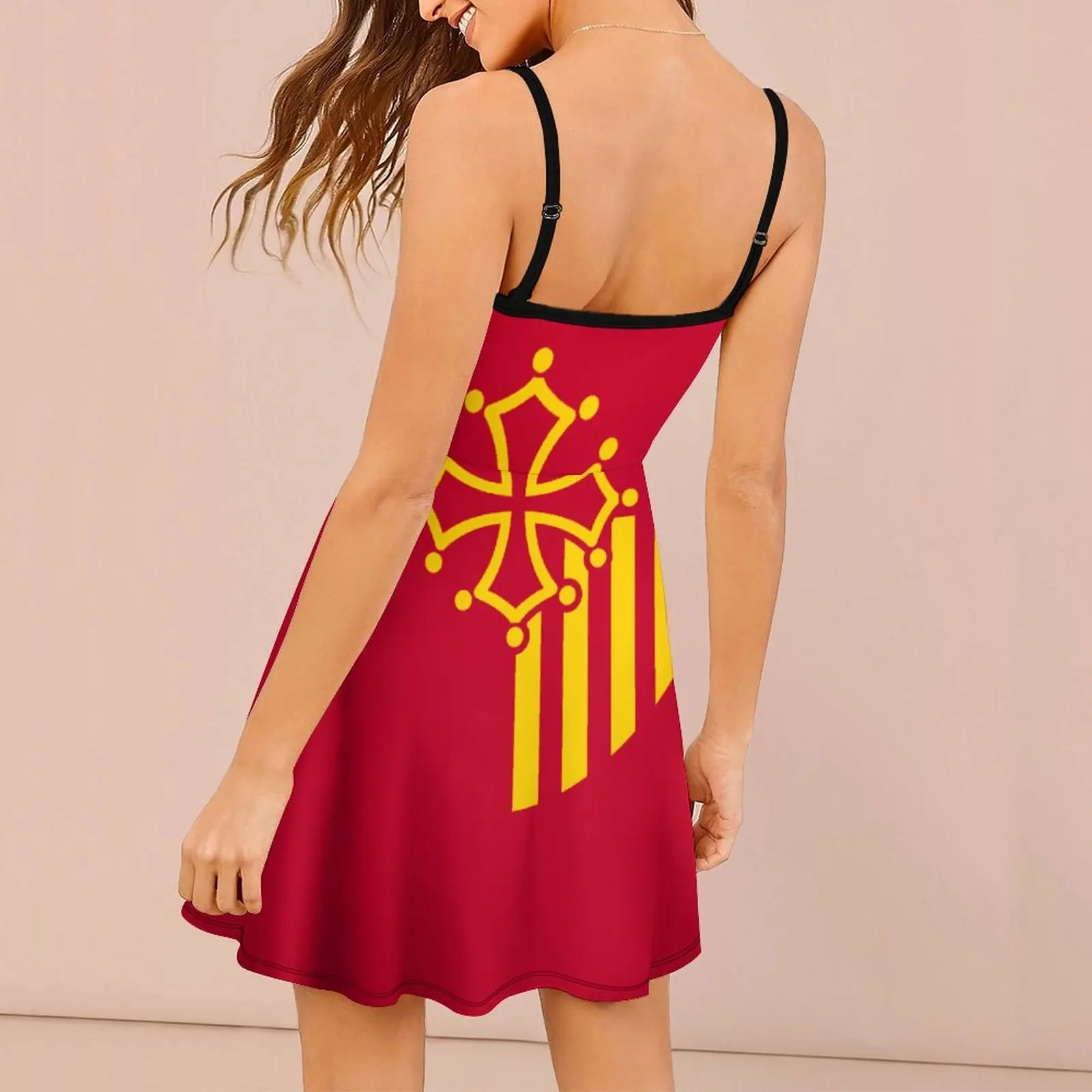 Flag of Languedoc-Roussillon Women's Sling Dress Funny Novelty Strappy Dress Classic Sexy  Woman's Gown  Vacations