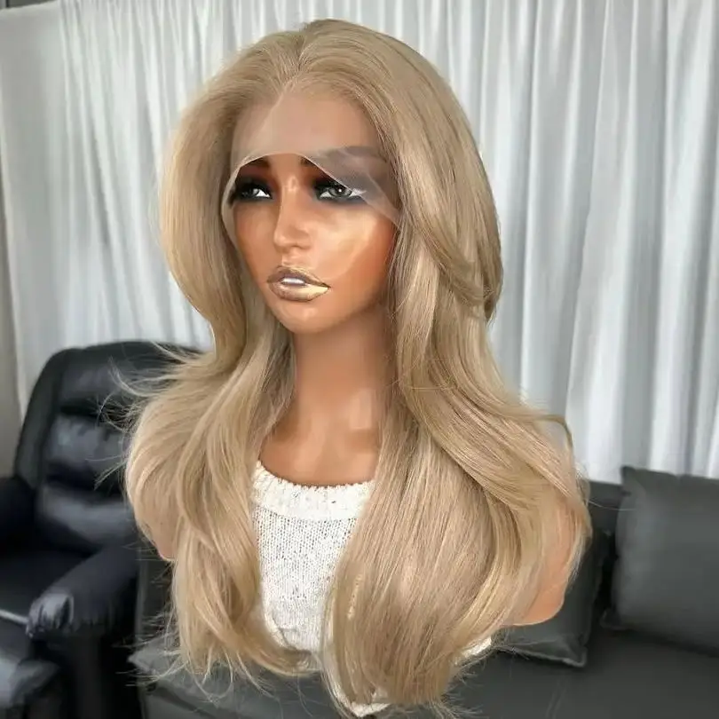 

Светло-русые волнистые синтетические волосы, кружевные передние парики с детскими волосами, естественная линия волос, бесклеевые парики из высокотемпературного волокна, натуральные