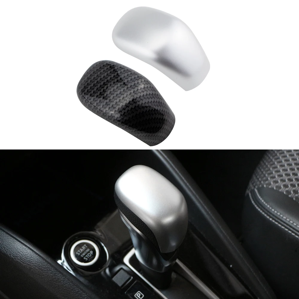 Car Gear Head Shift Knob Cover Grip Trim for Nissan Kicks 2017-2022 ABS Carbon Fiber Sticker Modification Accessories