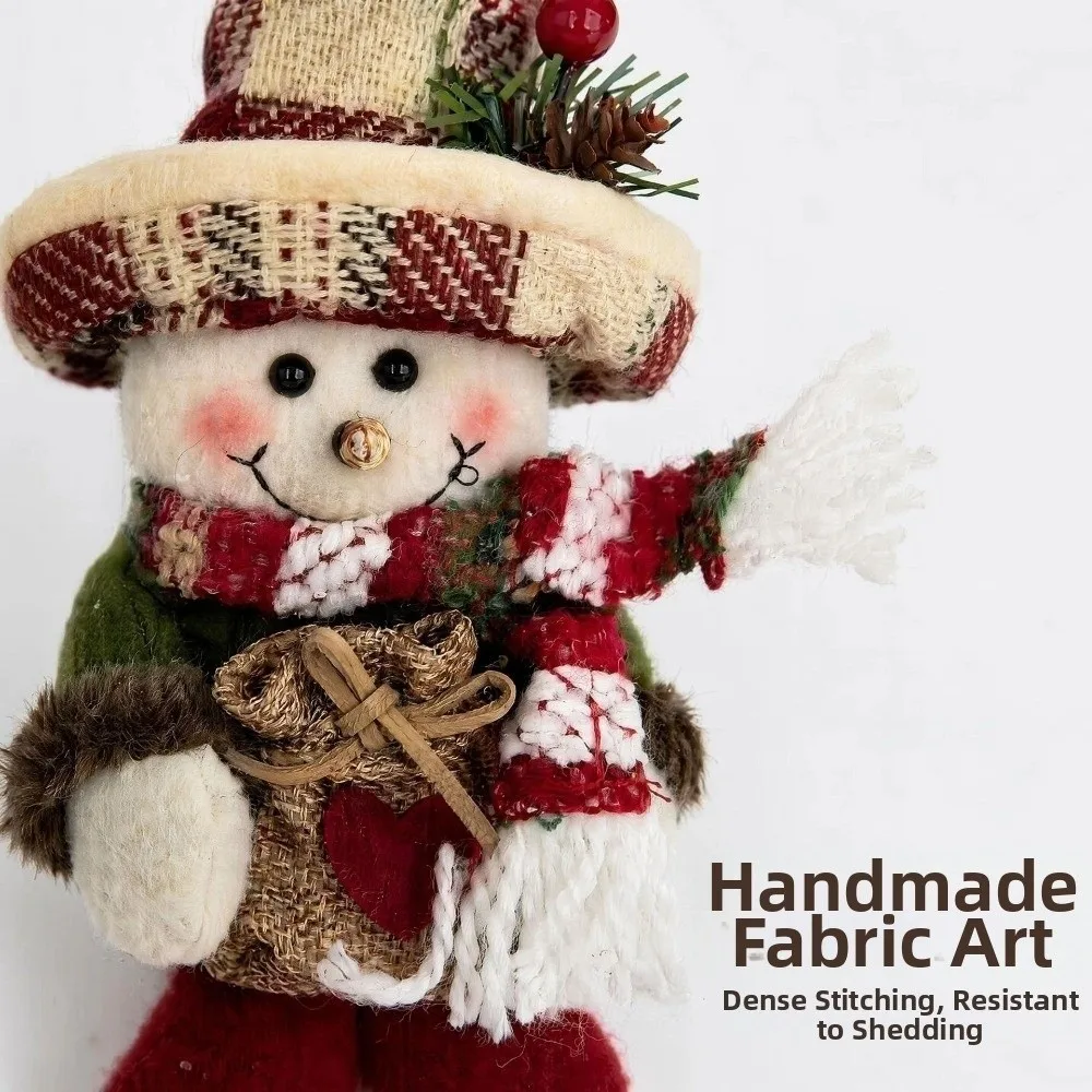 Plaid Pattern Snowman Christmas Decoration Standing Reusable Holiday Snowman Figurine Lightweight Standing Snowman Doll