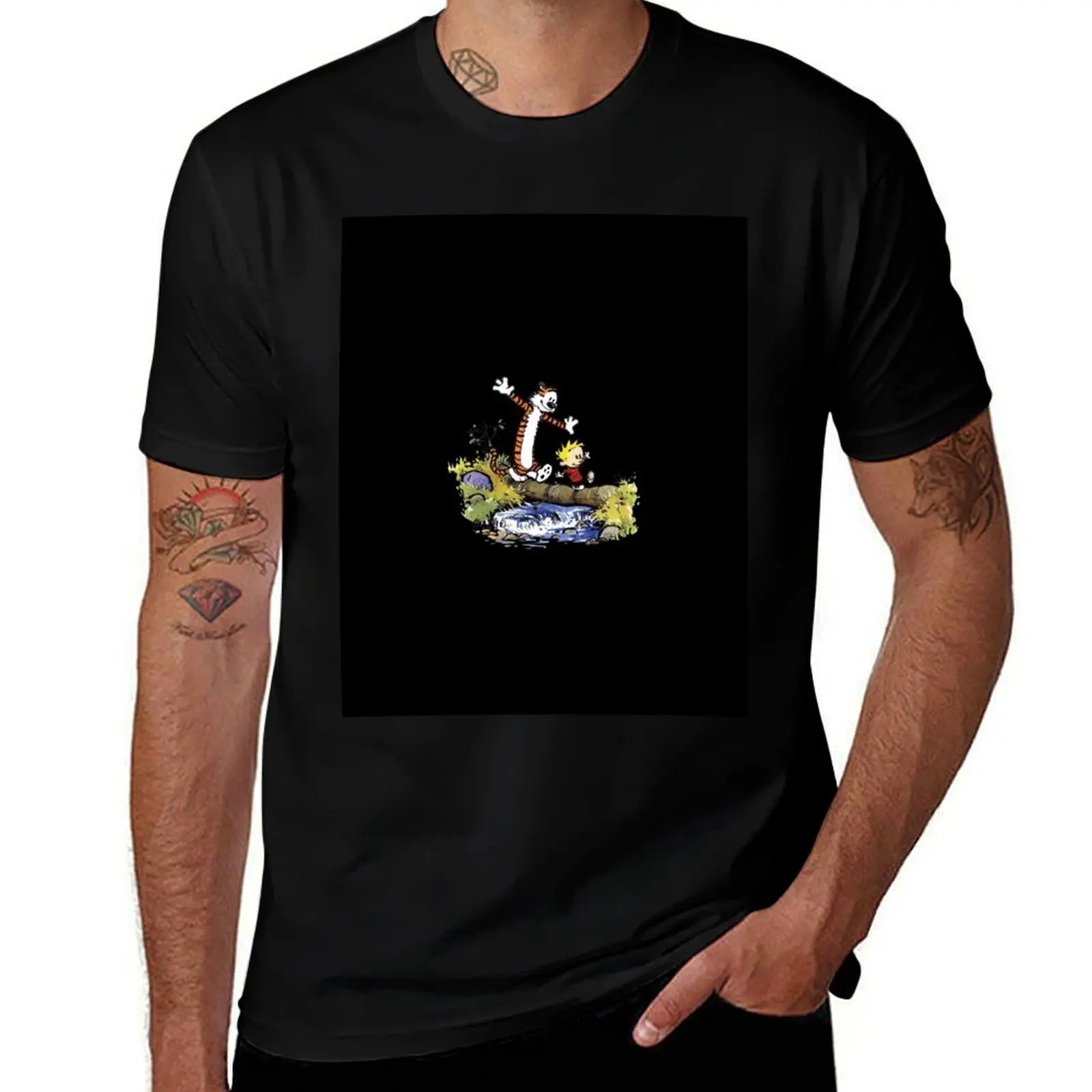 

calv playing water T-Shirt T-shirts man valentines clothes Men's t-shirt
