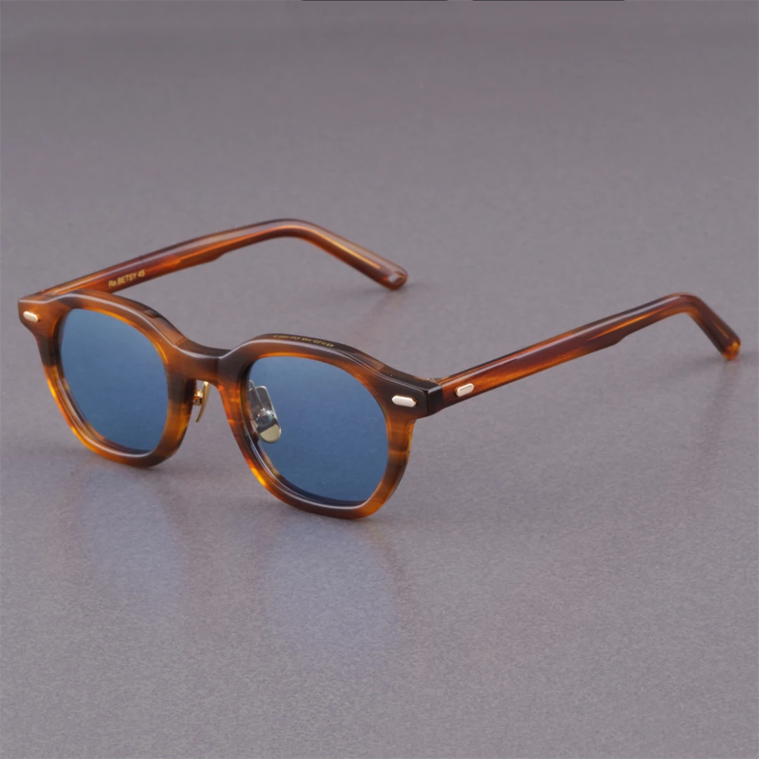 Luxuriöse Vintage-Sonnenbrille im Trenddesign: Betsy Solide Dickrahmige Acetat-Brille mit UV400-Schutz, Polarisiert, Unregelmäßiger Polygon-Form, Akademischer Stil, Hochwertig