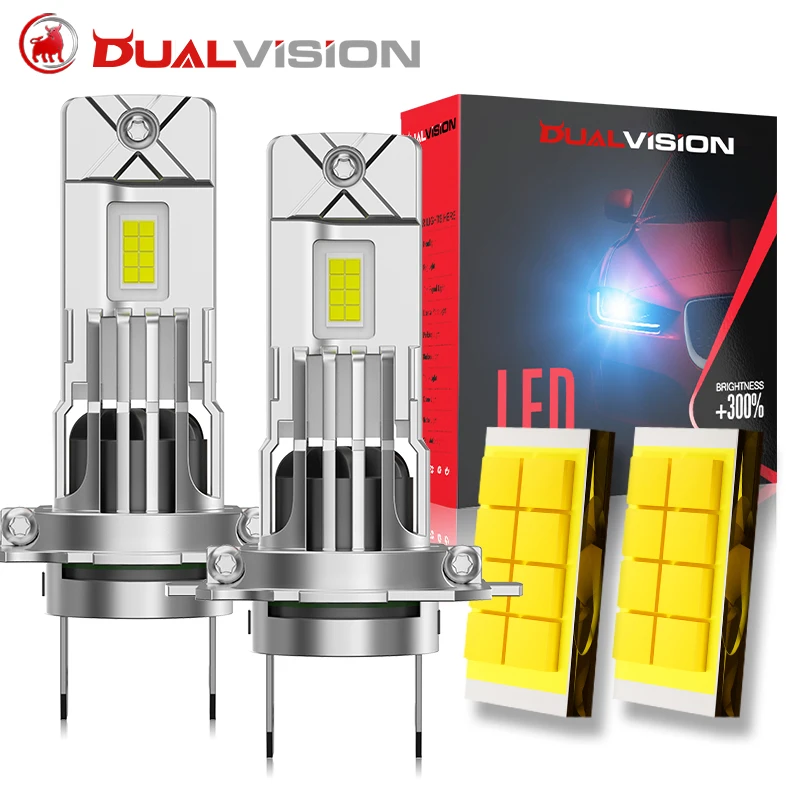 

2PCS H7 H4 LED Headlight Bulb CANBUS H4 9003 HB2 Mini Diodes 16PCS 7535 CSP Wireless Turbo Fan 6000K White STG High Low Beam 12V