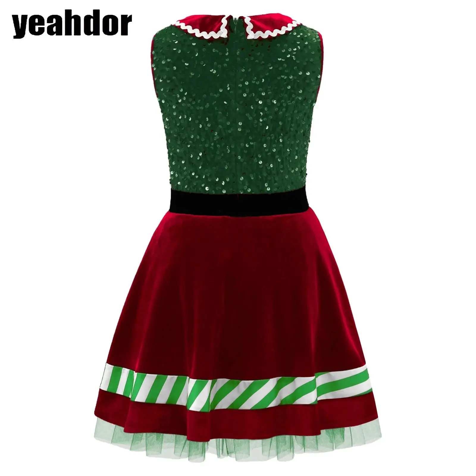 

Рождественское платье с блестками и эльфом для девочек, балетное платье-пачка без рукавов, трико для фигурного катания, костюм Санта-Клауса для рождественской вечеринки