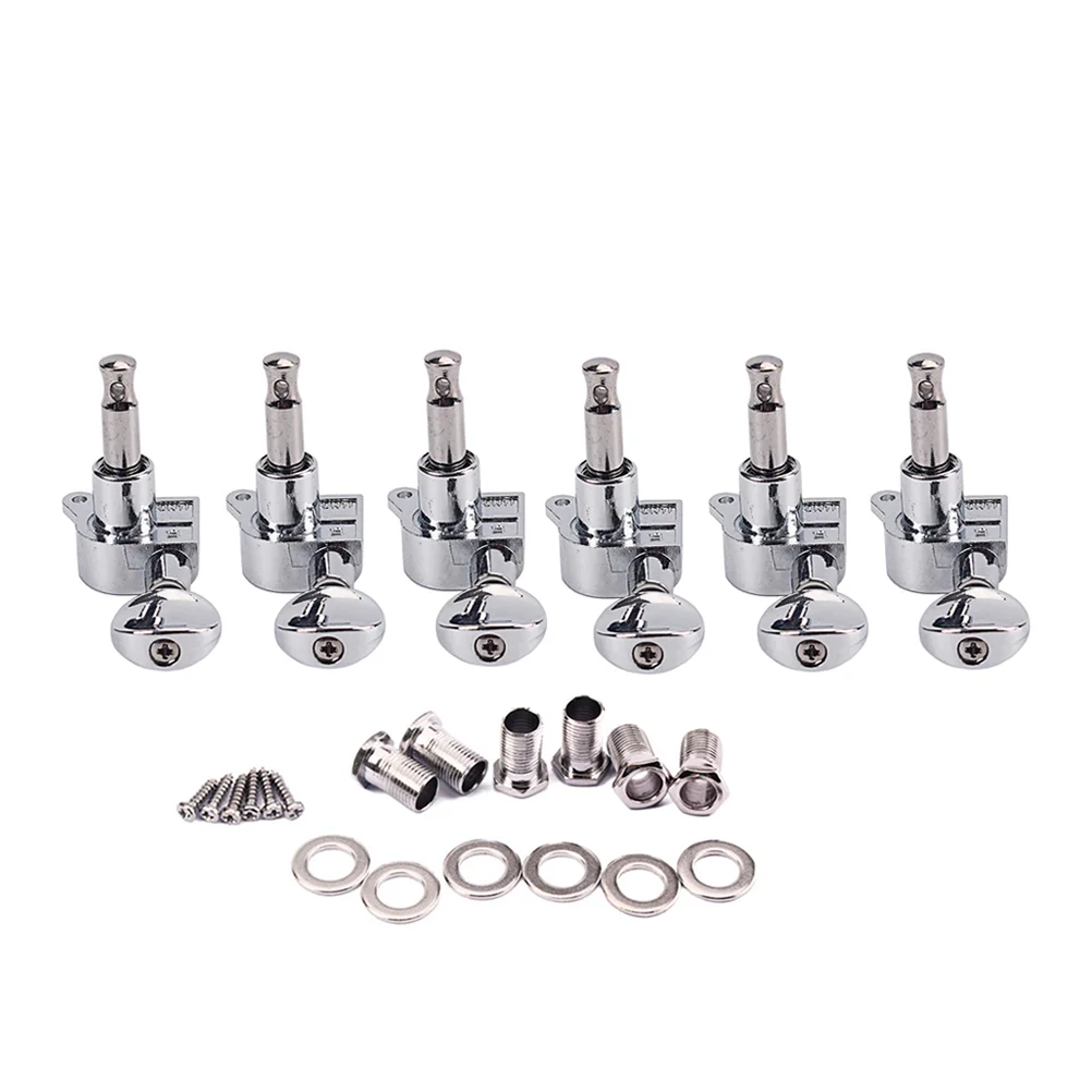 

GC206F New 6 In Line Vintage Style Guitar Machine Heads 6L Tuning Pegs (Silver) guitar tuning pegs guitar pegs