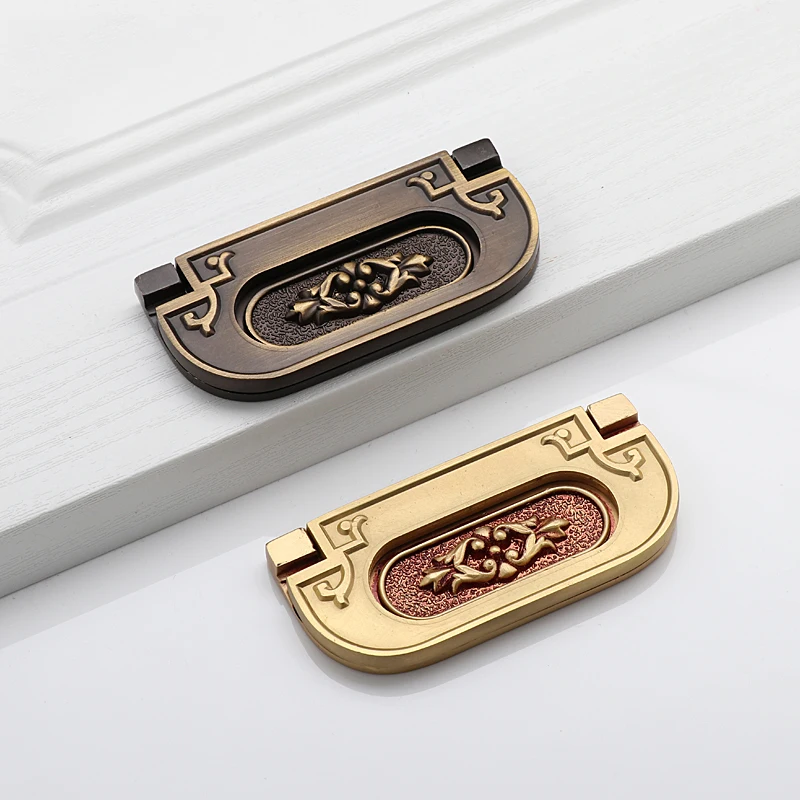 

Retro 4PCS Pure Brass Invisible Hidden Furniture Handles Drawer Pulls Cupboard Wardrobe Tatami TV Wine Cabinet Pulls No Slotting