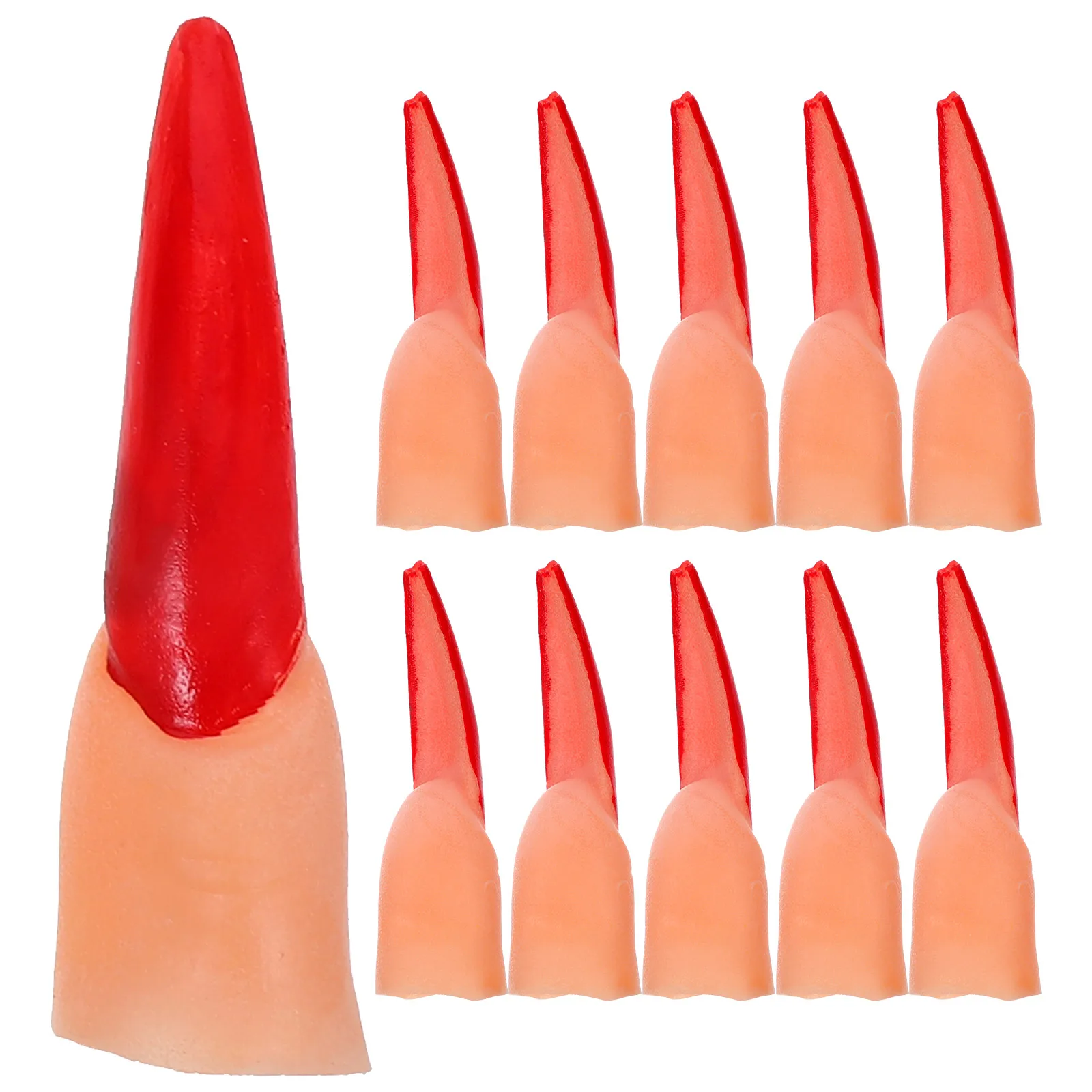

20 Pcs Fake Finger Nails Spooky Zombie Witch Long Claw Props for Halloween Costume Party Cosplay Scary Gifts Red Color