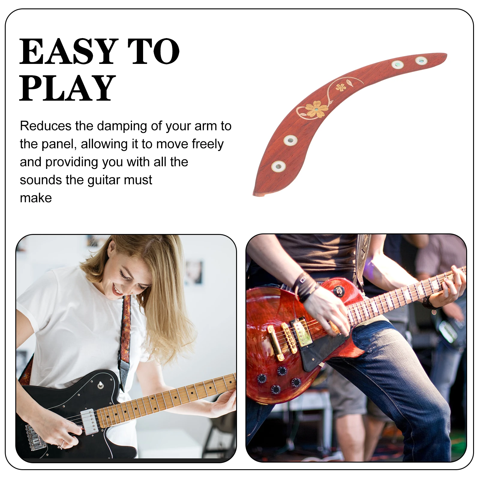 

Guitar Wooden Armrest Easy Install Non-Slip Acoustic Guitar Hand Guard Durable Protection Supply Armrest with Adhesive Parts