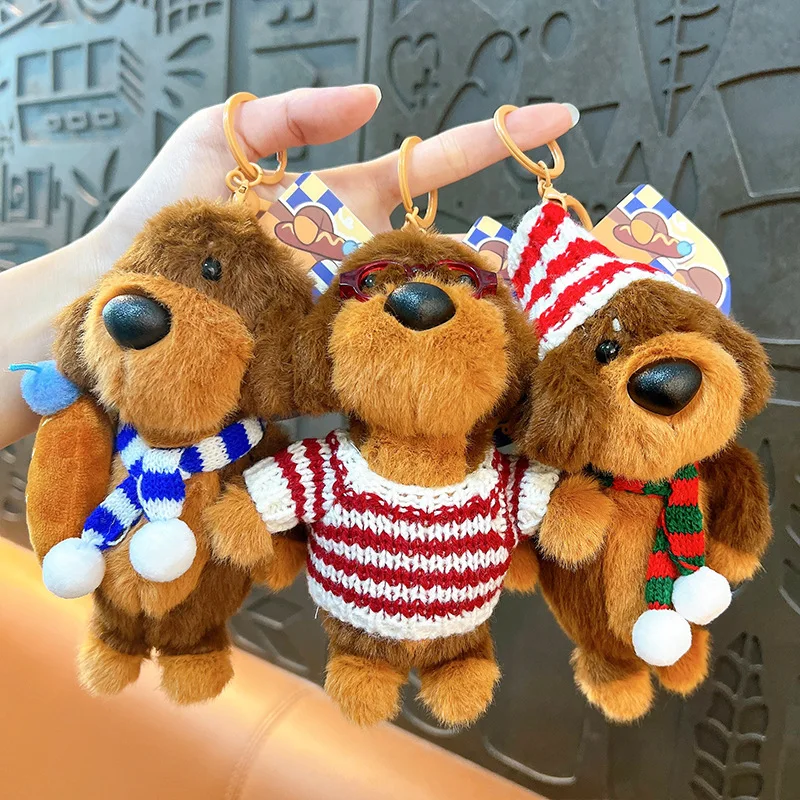 

Plush Scarf Puppy Keychain Exquisite And Cute Plush Bag Pendant Car Keychain