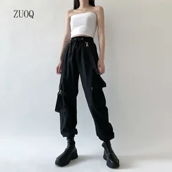 2025 신상 스트릿 힙합 하라주쿠 걸 솔리드 점프수트 여성 오버올 캐주얼 점프수트 여성 바지 배기 카고 팬츠