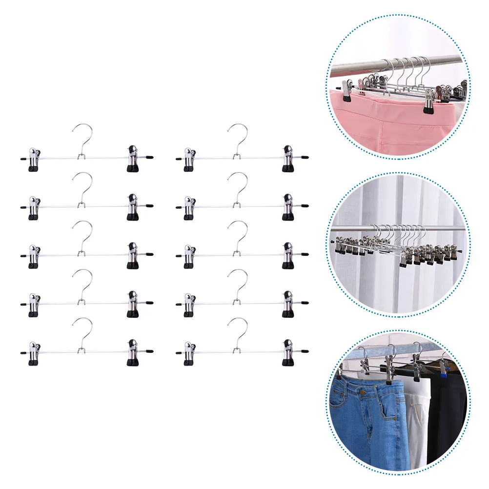 

10 Pcs Stainless Steel Pants Hangers Closet Space Saving Non Slip Clips For Clothes Accessories Skirts Socks Gloves Scarves