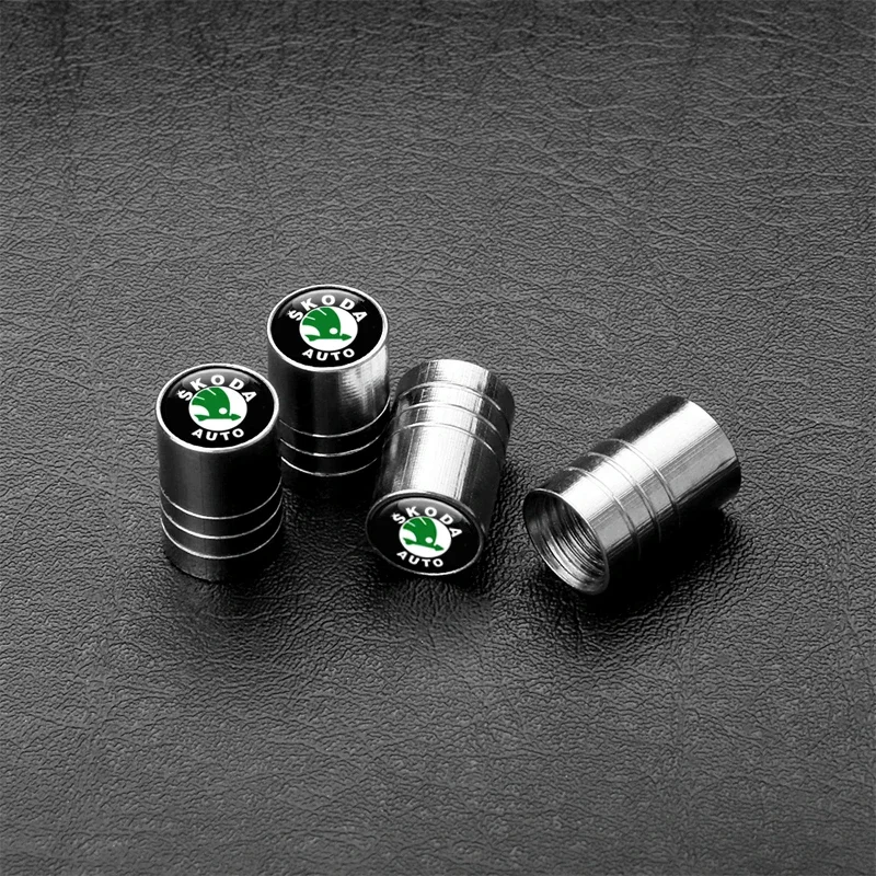 4Pcs Metal Car Wheel Tire Valve Caps Covers Auto Accessories For Skoda Octavia Fabia Superb Yeti Rapid Kodiaq Kamiq Karoq Enyaq