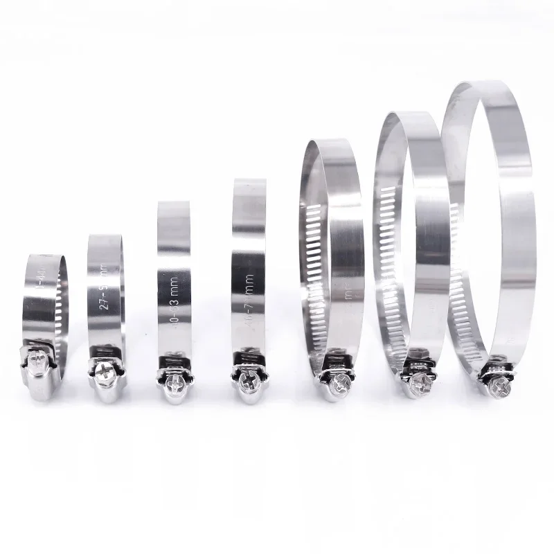 Adjustable Pipe Clamps 201 Stainless Steel Hose Clips Fuel Hose Clamps for Pipe Worm Drive Durable Anti-oxidation 8-300mm