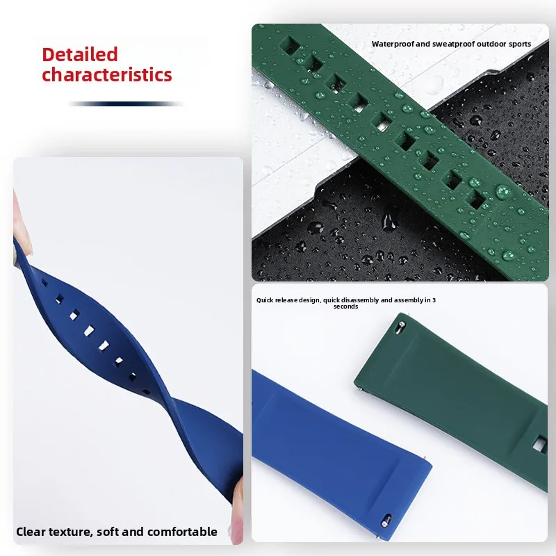 Pulseira de silicone de liberação rápida para tag heuer f1 golfo aquaracer carrera rolex água fantasma pulseira de relógio de borracha 19/20/21/22mm