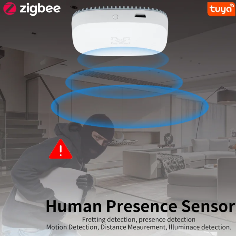 Tuya ZigBee Human Presence Motion Sensor Luminance Breath Detection  Body Motion PIR Sensor Breath Detection Google Home Alexa