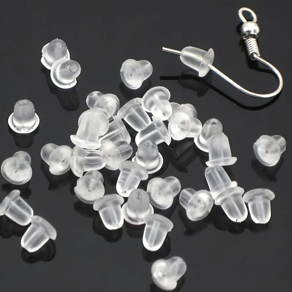 500/1000pcs Soft Silicone Rubber Earring Back Stoppers for Stud Earrings DIY Earring Findings Accessories Bullet Tube Ear Plugs