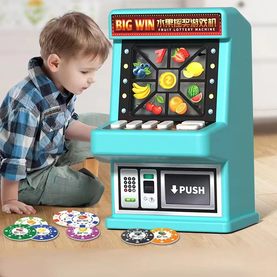 1PC Fruit Lottery Machine Table Toys Multiplayer Retro Competition Party Desktop Game Toy Cartoon Slot Machine Toy Gift for Kid