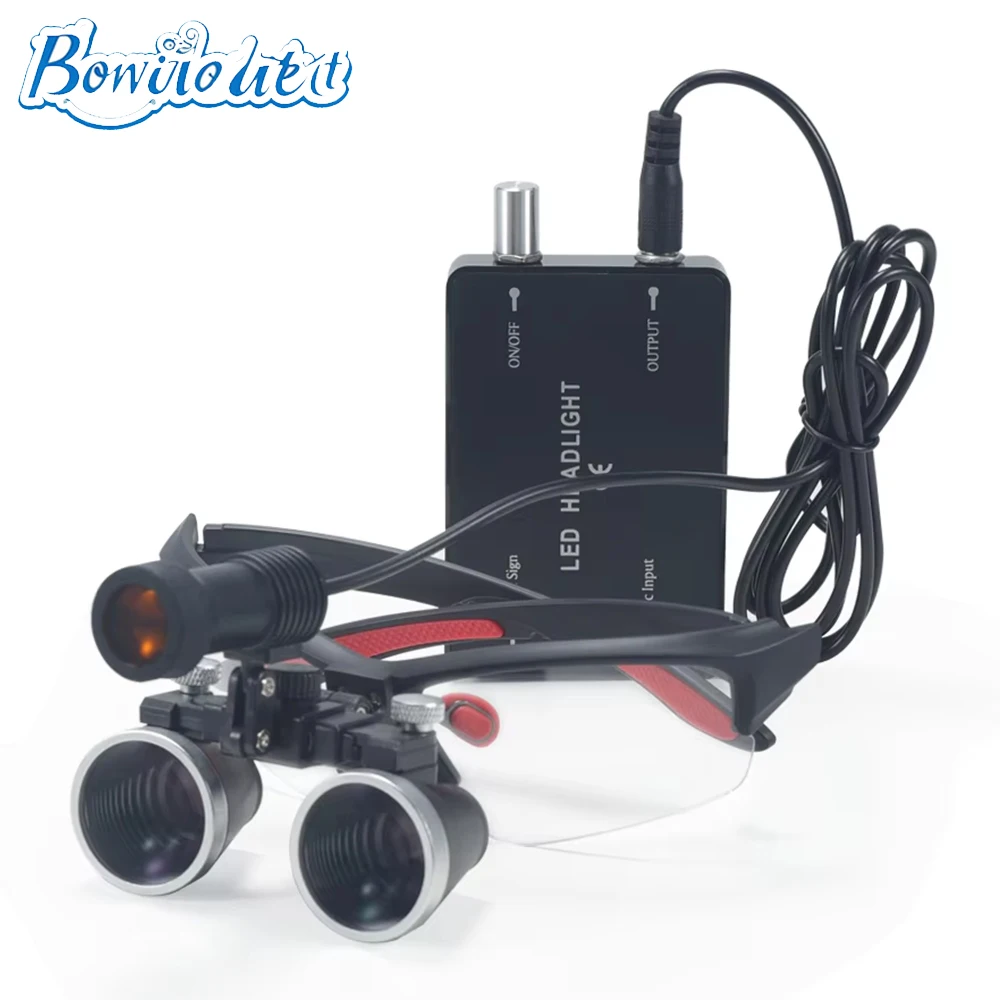

Dentistry Binocular Magnifier 2.5X 3.5X Optical Loupes 320-420mm Magnifying Glass with Wireless 5W Headlamp for Dental Work