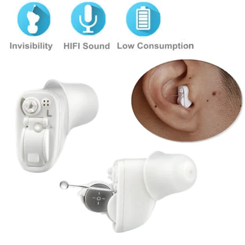 JINGHAO Mini Hearing Aids Sound Amplifiers CIC Sound Voice Amplifier Mini Aids for Elderly White