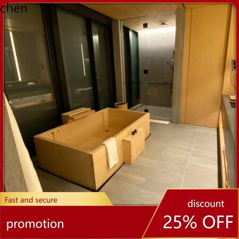 

HT Hinoki Wood Bath Barrel Bathing Tub Wooden Bathtub Bath Basin