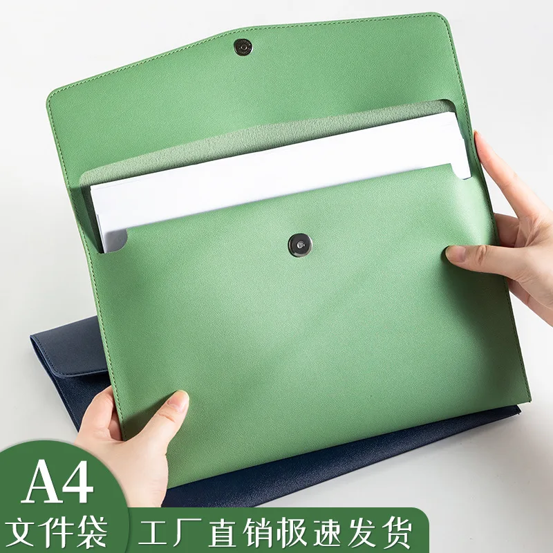 A4 Leather Document Bag For House Purchase Contract Storage, Business Office Folder And File Pocket
