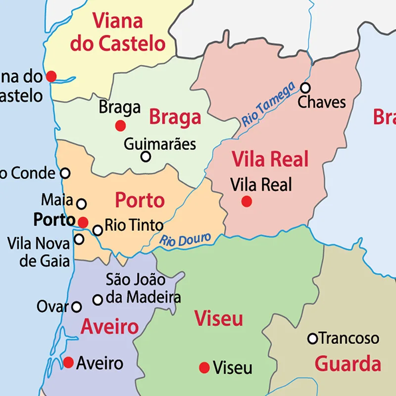 Mapa de arte de pared de Portugal, pintura en lienzo portugués, póster sin marco, decoración del hogar, suministros escolares, 60x90cm