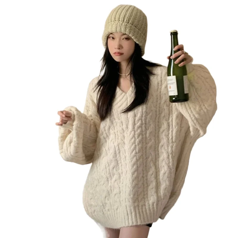 

Women's pullover, loose fit, pure color, sweet student style, fashionable and versatile, cute knitting