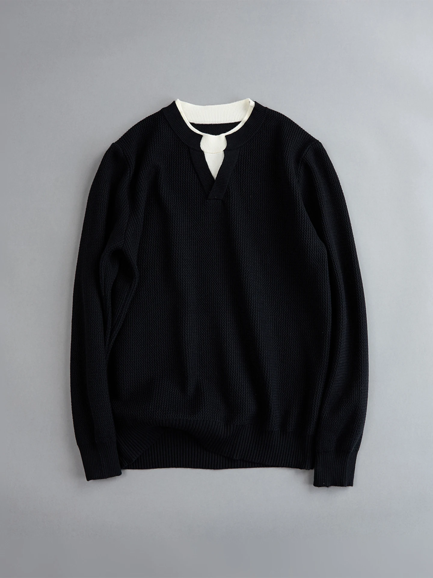 

Черный мужской трикотажный свитер с V-образным вырезом, повседневная базовая рубашка для осени и зимы, теплая, мягкая, свободного кроя, в стиле Cleanfit, с длинным рукавом